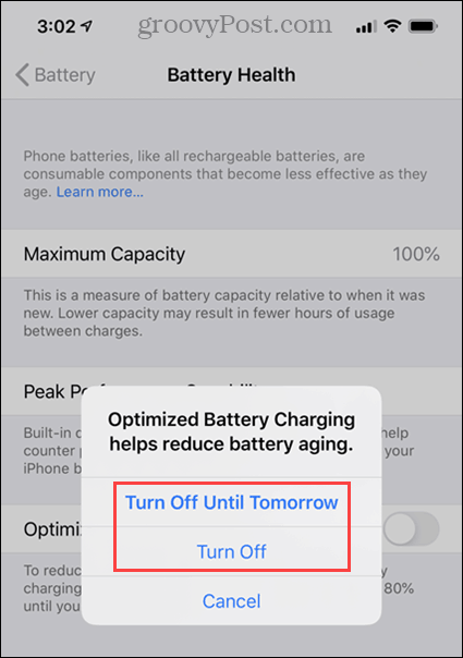 Vypnite možnosti optimalizovaného nabíjania batérie v telefóne iPhone