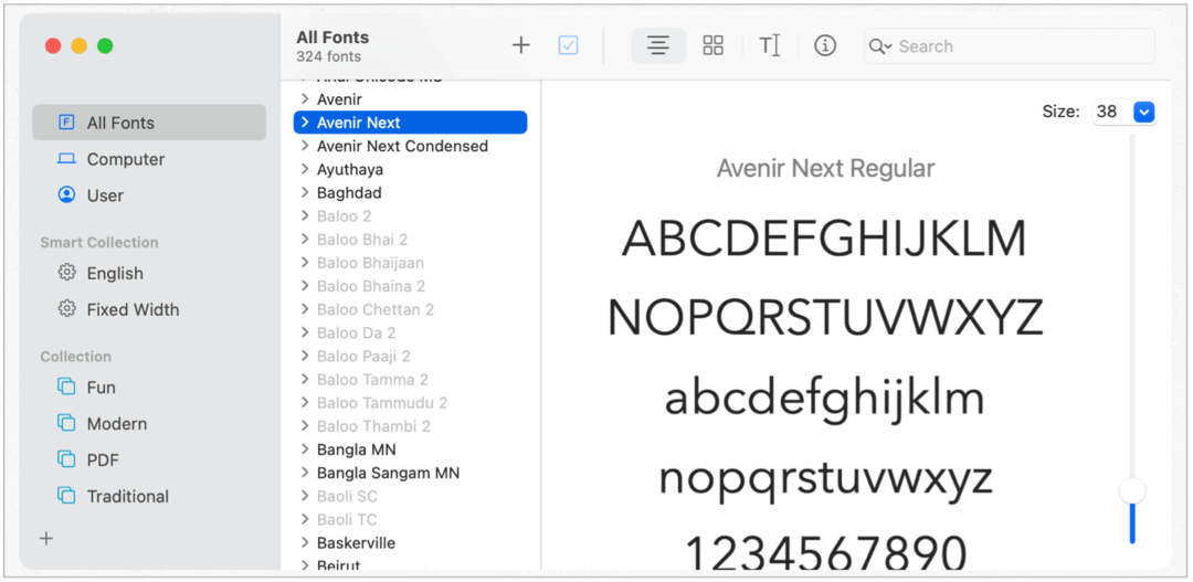 Kniha fontov pre Mac