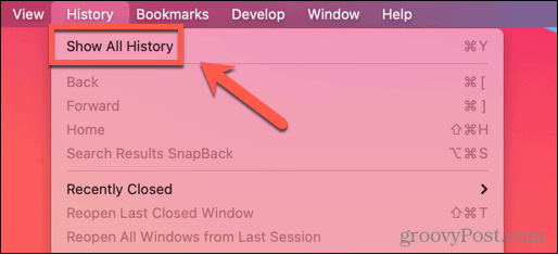 safari zobraziť celú históriu mac