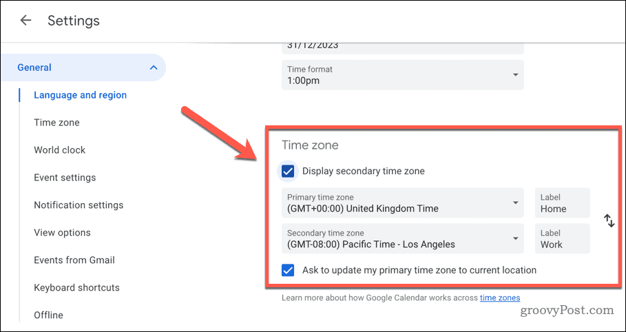 Nastavte nastavenia časového pásma v Kalendári Google
