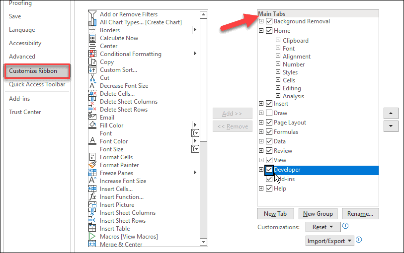 Vložte začiarkavacie políčko do programu Microsoft Excel