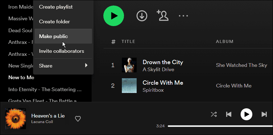 Označte zoznam skladieb ako súkromný na Spotify