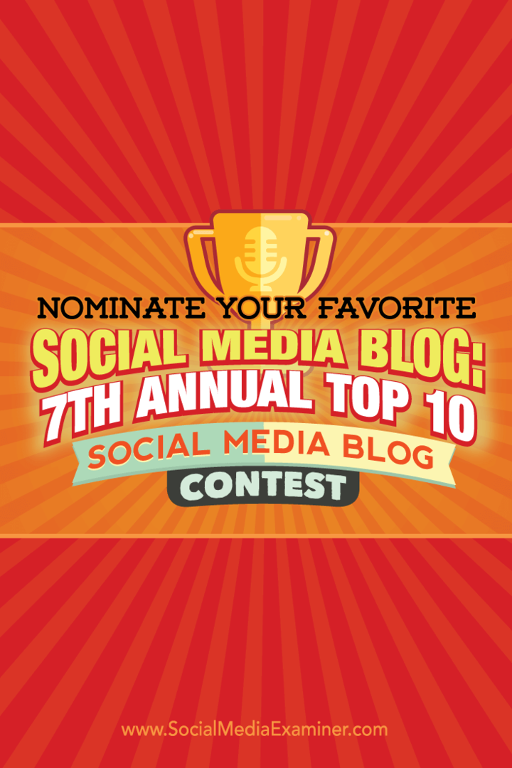 Nominujte svoj obľúbený blog na sociálnych sieťach: 7. ročník súťaže o 10 najlepších blogov o sociálnych médiách: prieskumník sociálnych médií