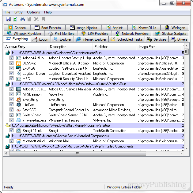 Sysinternals Autoruns pomáha riadiť položky pri spustení systému Windows