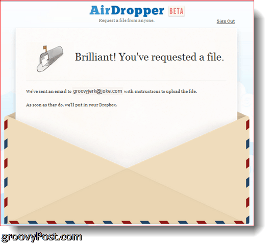 AirDropper Dropbox - Súbor bol odoslaný