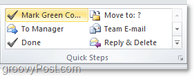 prispôsobiť rýchly zoznam krokov v programe Outlook 2010