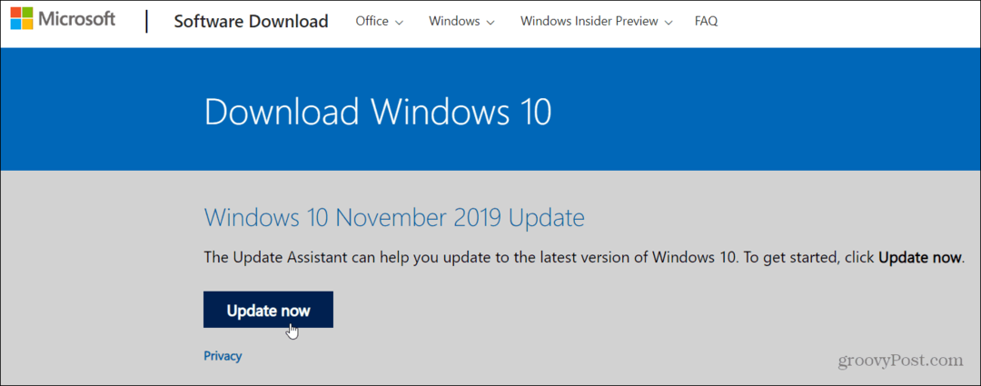Ako nainštalovať aktualizáciu Windows 10, verzia 1909, november 2019