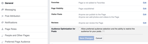 optimalizácia publika na facebooku pre príspevky
