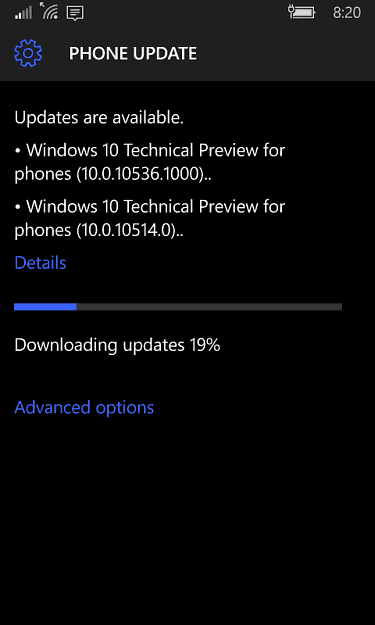 Telefónne aktualizácie systému Windows 10