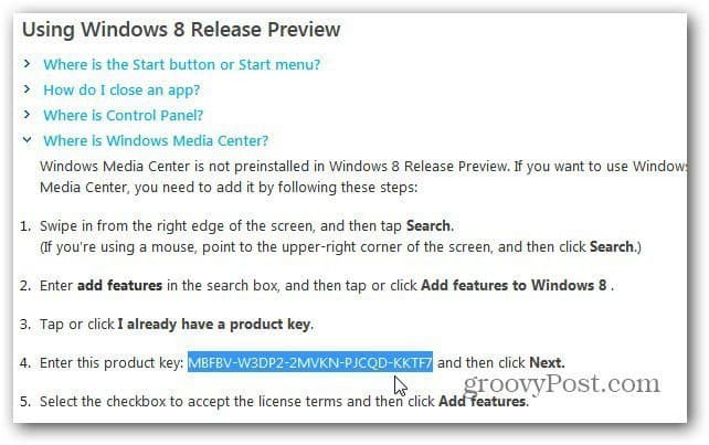 Nainštalujte aplikáciu Windows Media Center na ukážku vydania systému Windows 8