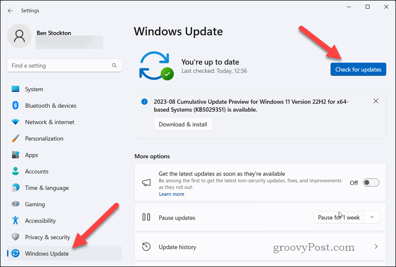 Skontrolujte aktualizácie systému Windows