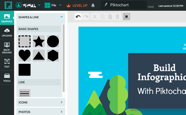 Dolaďte svoj infografický dizajn v editačnom okne Piktochart.