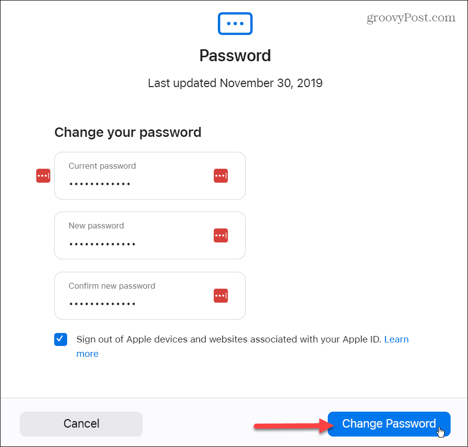 Zmeňte svoje heslo Apple ID