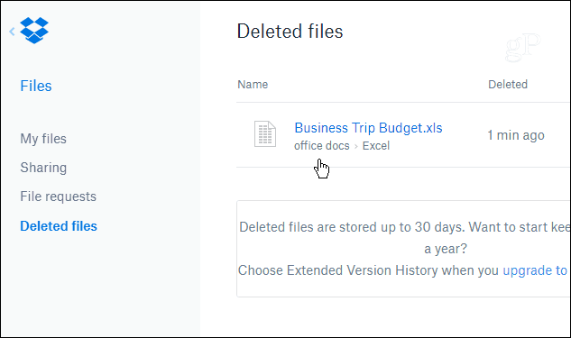 Obnovenie odstránených alebo predchádzajúcich verzií súborov z Dropboxu