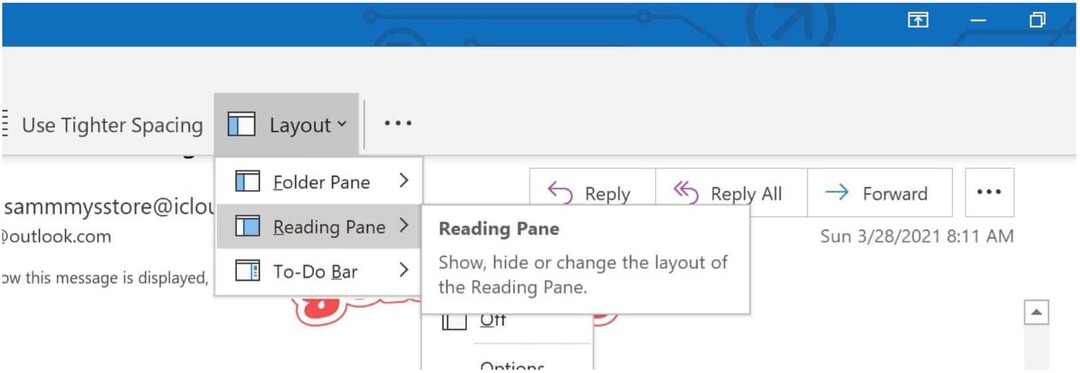 Tabla na čítanie v aplikácii Microsoft Outlook