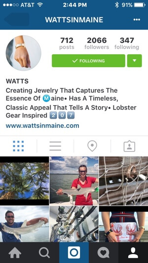 príklad značky profilu instagram