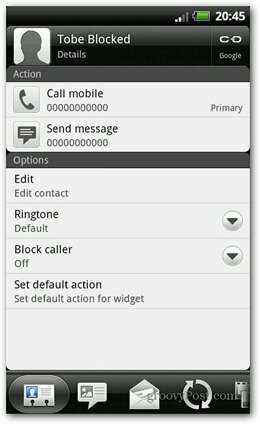 HTC Android Blokujúci volajúci