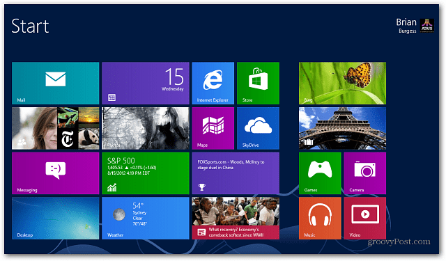 Úvodná obrazovka Windows 8 Live Tiles