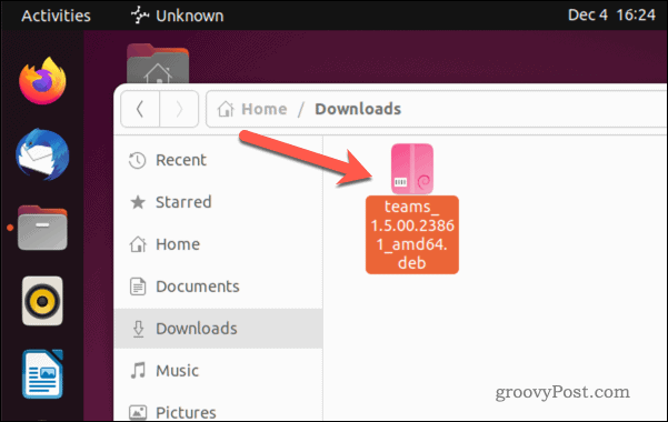 Otvorte inštalačný súbor Microsoft Teams na Ubuntu