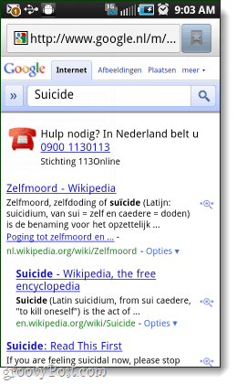 linka pomoci pre samovraždu google v Holandsku