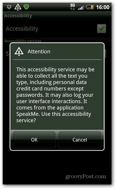 Povoľte funkciu SpeakMe pre Android