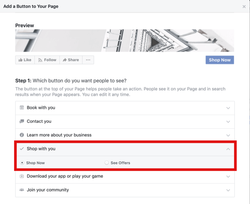 krok 1, ako pridať tlačidlo Nakupovať na stránku Facebook pre aplikáciu Instagram Shopping