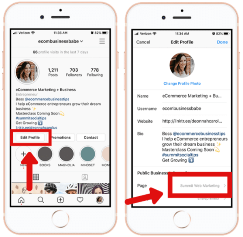 ako pripojiť obchodný účet Instagram k stránke Facebook v aplikácii Instagram