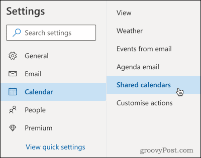 Možnosť Zdieľané kalendáre v programe Outlook
