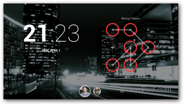 Uzamknutá obrazovka aplikácie Goggle Nexus 7
