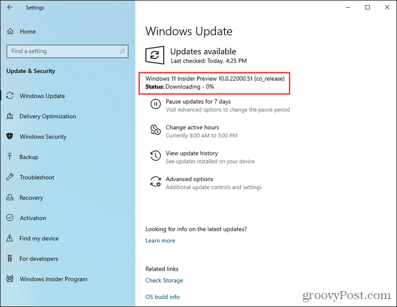 Sťahovanie zostavy Windows 11 Preview