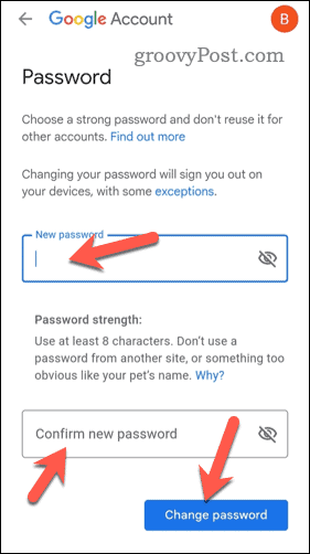 Zmeňte heslo služby Gmail
