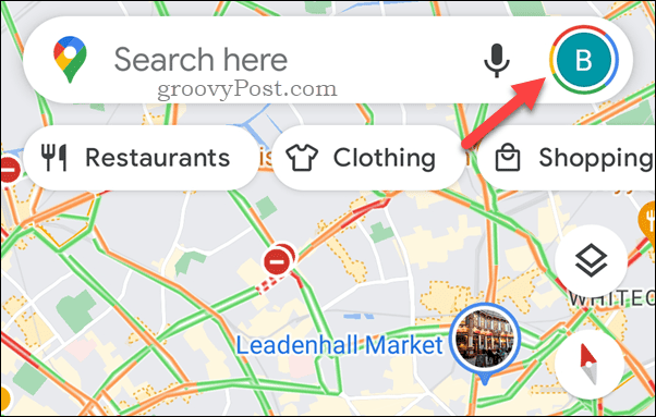 Klepnite na ikonu profilu v Mapách Google