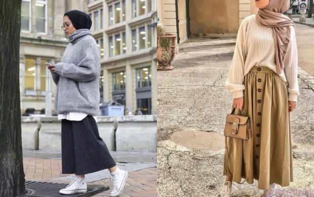Kombinácia sveterov sukne hijab instagram