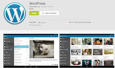 aplikácia wordpress