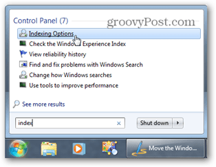 Windows 7 štart menu vyhľadávanie
