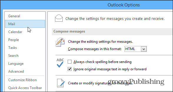 Možnosti programu Outlook