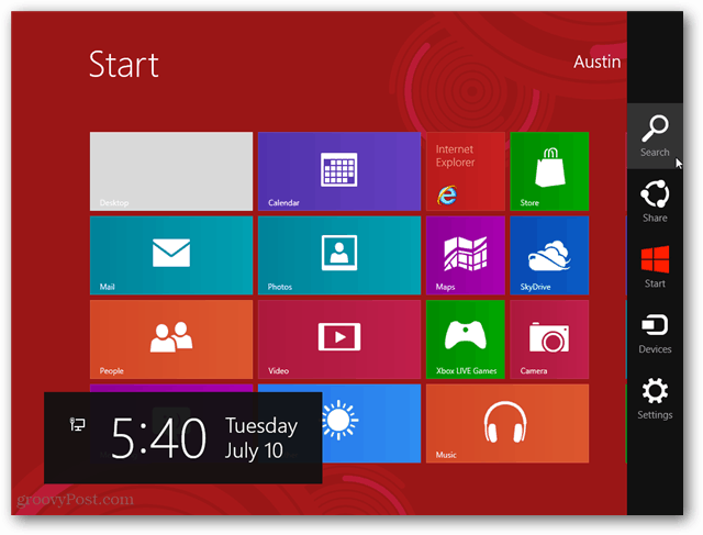 Windows 8 kúzla menu