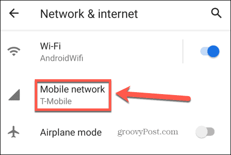 nastavenia mobilnej siete Android