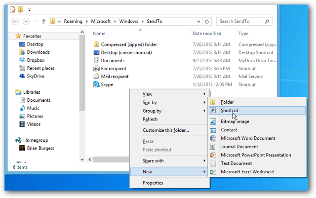 Pridajte rýchly štart do ponuky Odoslať do kontextového menu v systéme Windows 7