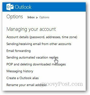 Správa o dovolenke v programe Outlook 2