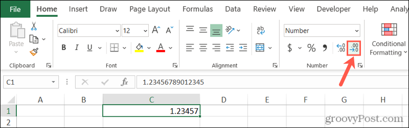 Zmenšiť desatinné tlačidlo v programe Excel