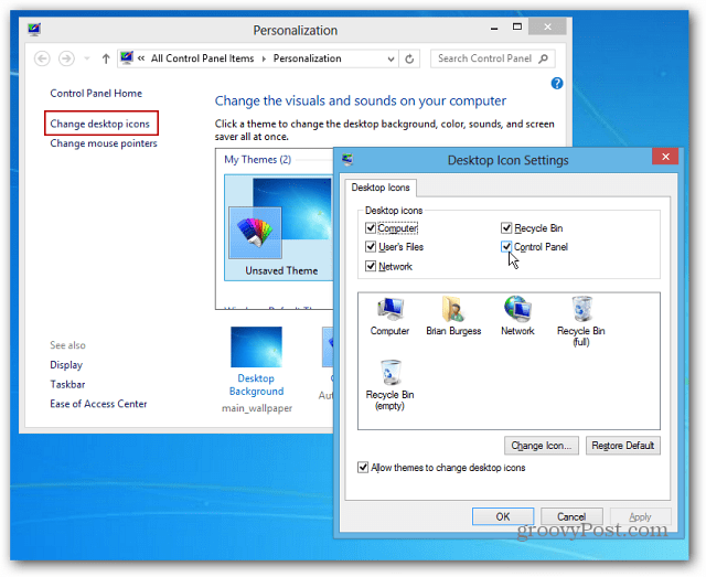 Ako pripnúť ikonu ovládacieho panela na panel úloh systému Windows 8