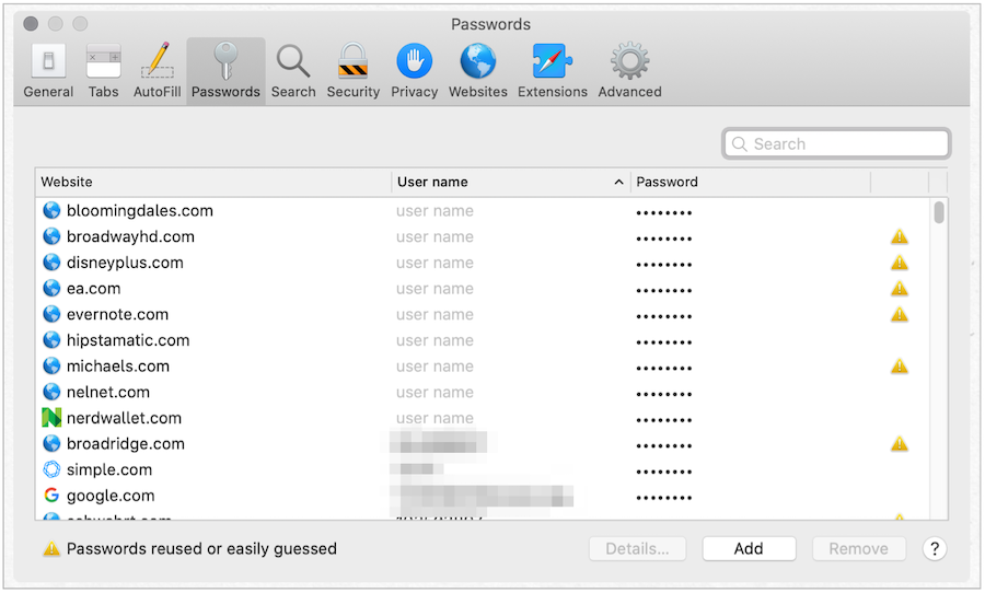 Webové heslá pre Mac
