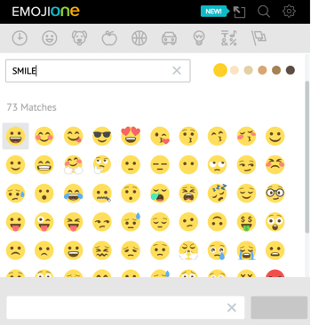 Kliknutím na ikonu jednorožca otvoríte knižnicu emodži EmojiOne.