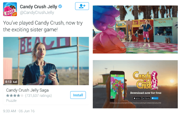 candy crush twitter videoreklama
