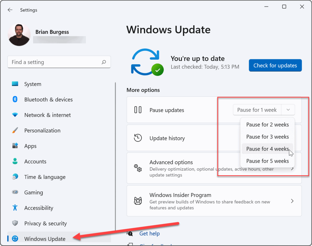 Nová týždňová pauza Aktualizácia systému Windows 11