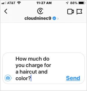 Príklad často kladenej otázky podnikaniu na Instagrame.