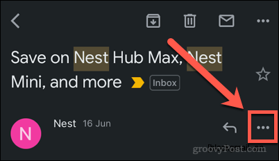 Ikona ponuky s tromi bodkami v aplikácii Gmail