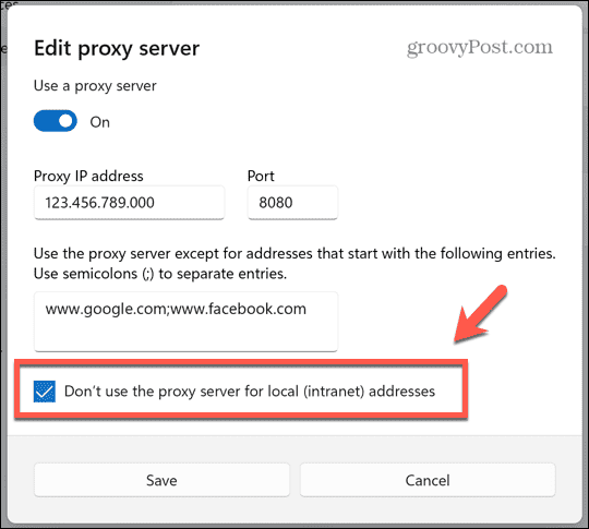 Windows nepoužívajú proxy pre miestne stránky