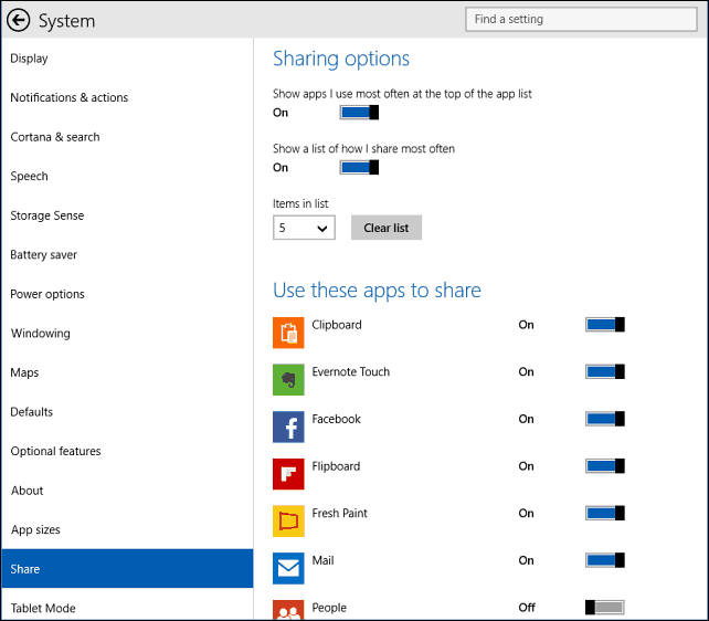 možnosti zdieľania Windows 10